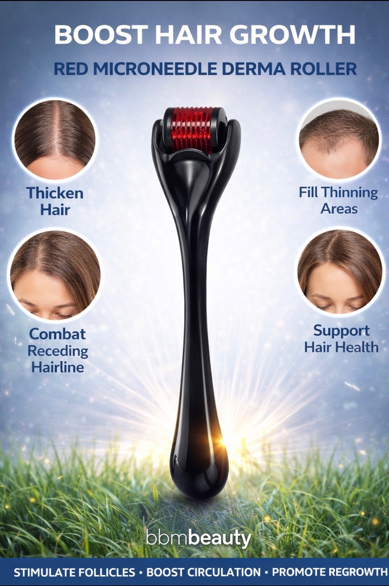 Natural Hair Growth Kit – 1x4oz Oil + 1xDerma Roller