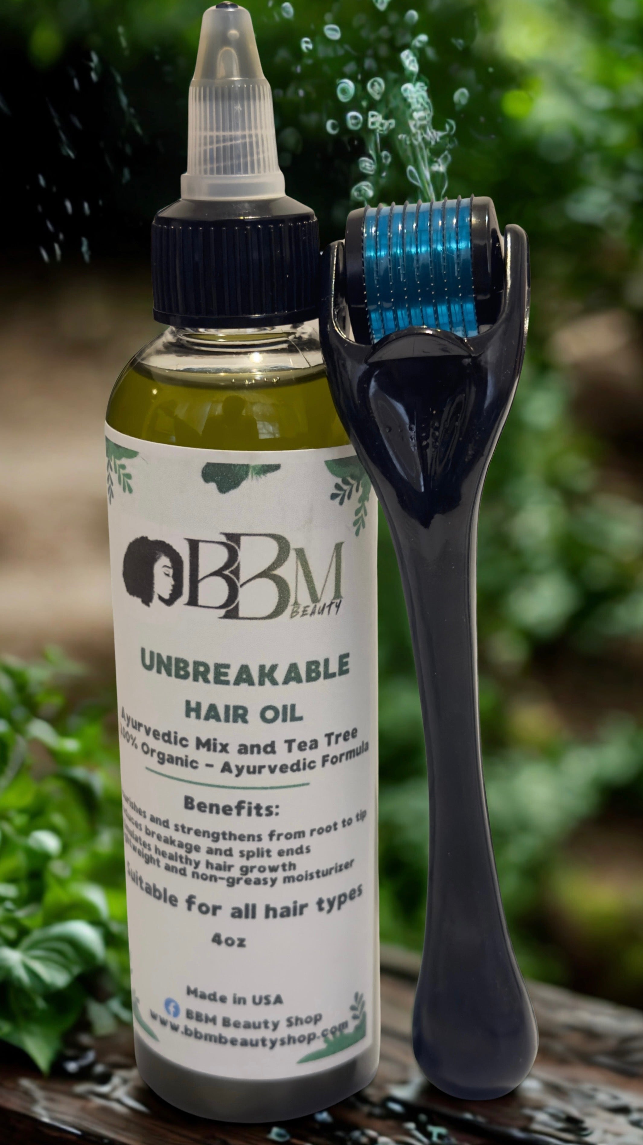 Natural Hair Growth Kit – 1x4oz Oil + 1xDerma Roller